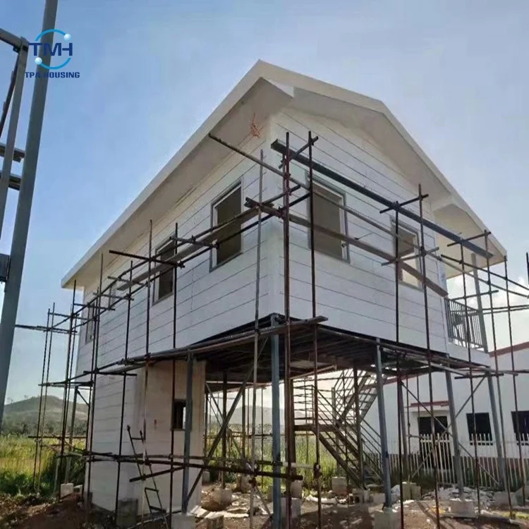 خانه فولاد H-Frame ساختار مسکونی فولاد ماژولار با 100/50 میلی متر فیبر Cem دیوار خارجی